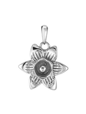 Sterling Silver Daffodil March Flower Pendant