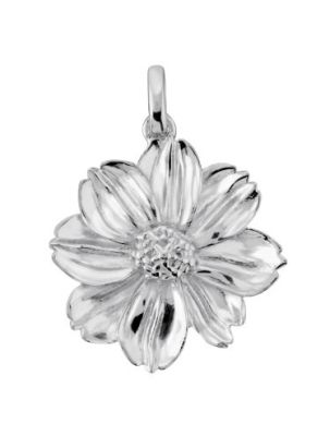 Sterling Silver Marigold October Flower Pendant