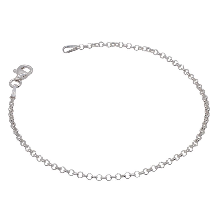 Double Heart Sterling Silver 'Chunky Oval' link CZ Belcher Bracelet - 7.5