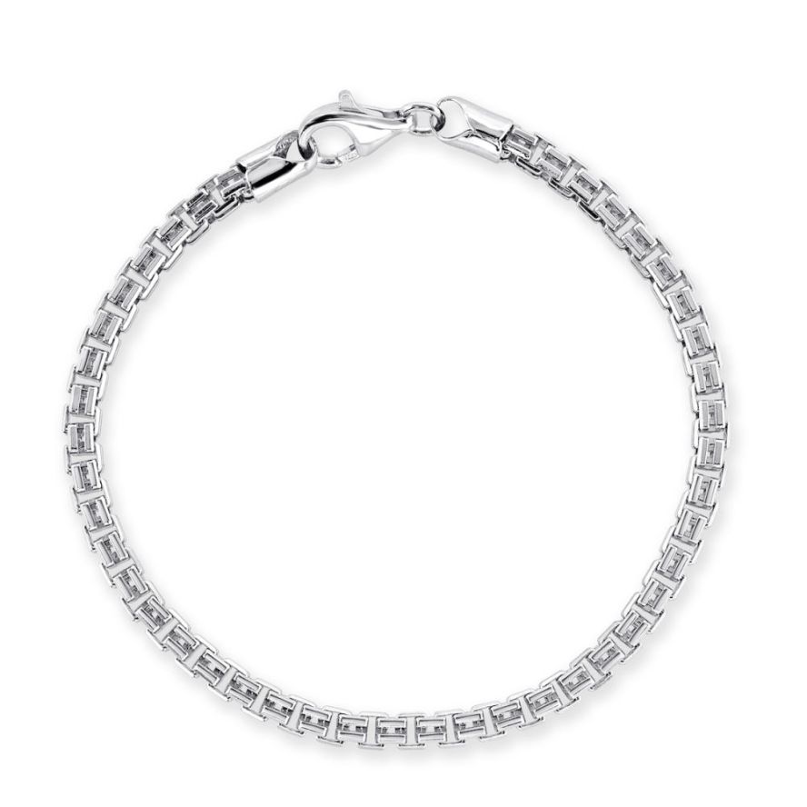 Sterling Silver 4mm Double Box Bracelet Diamond Cut | The Chain Hut