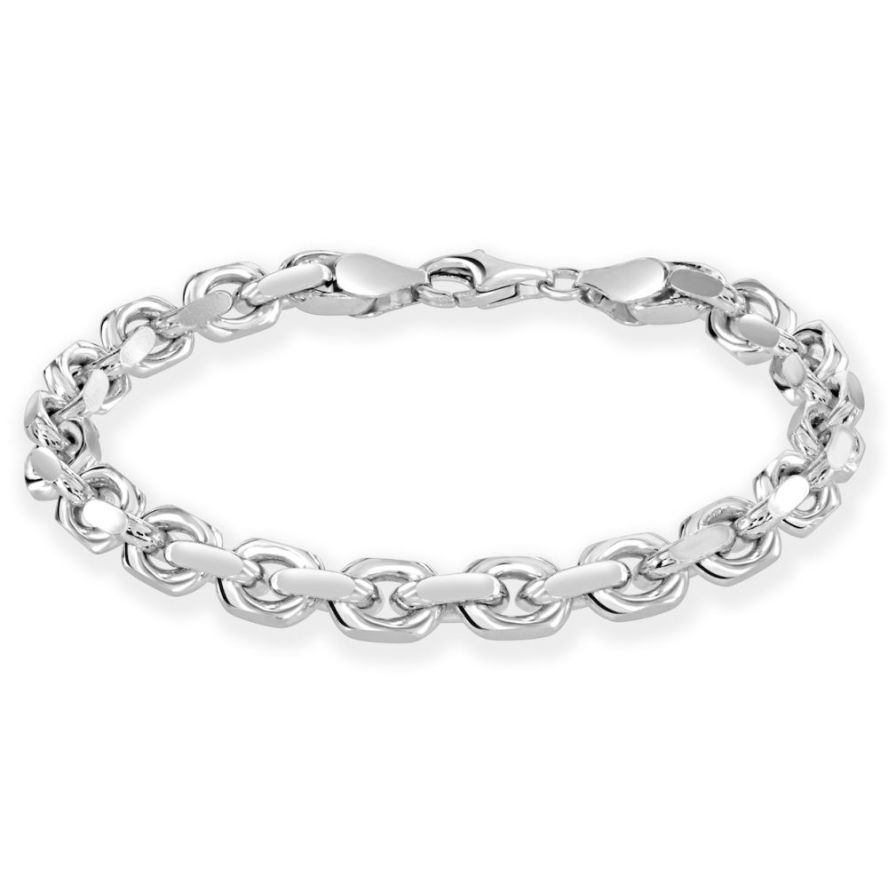 Sterling Silver 6.3mm Anchor Bracelet Diamond Cut | The Chain Hut