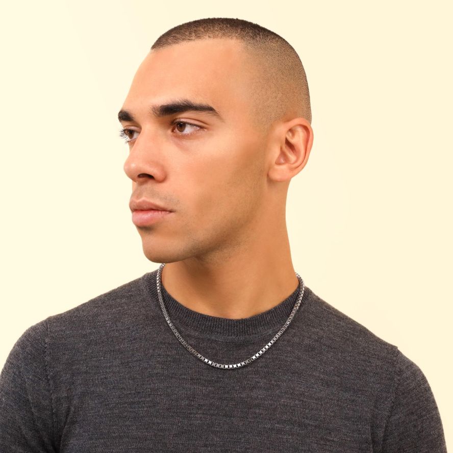 Sterling Silver 4.7mm Box Chain Necklace Diamond Cut The Chain Hut