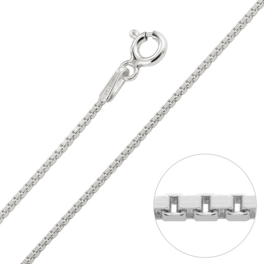 Sterling Silver Box Chain Necklace Width 1mm Lengths 14 to 30" Inch