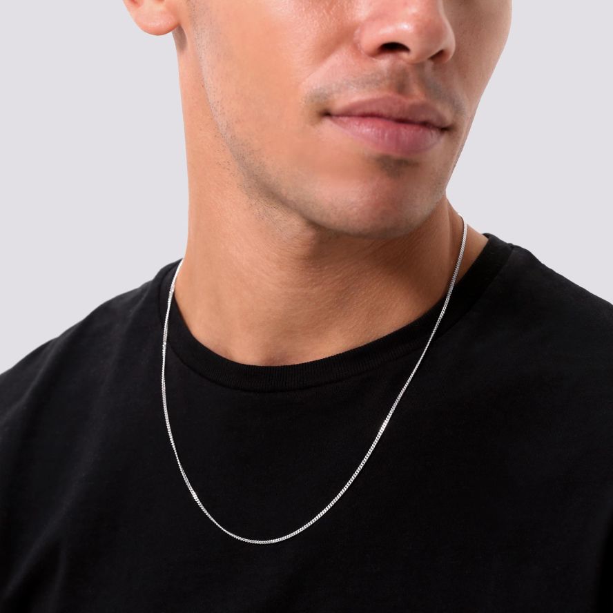 Sterling Silver 1.8mm Diamond Cut Curb Chain Necklace