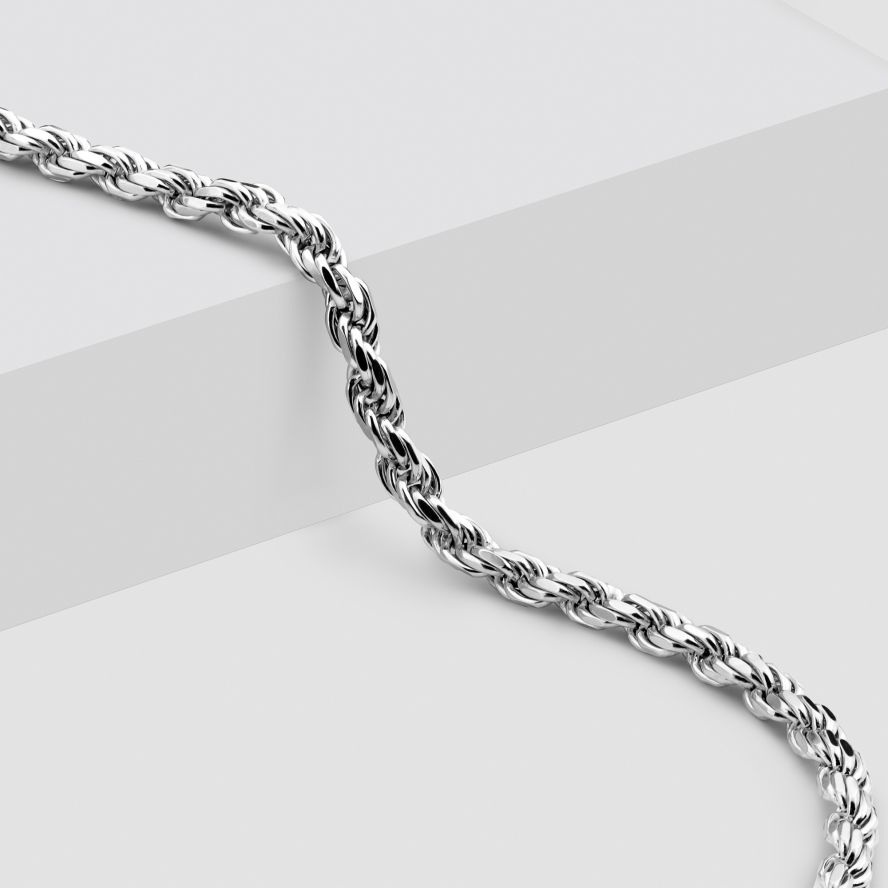 Sterling Silver 2.8mm Wide Diamond Cut Rope Chain Necklace