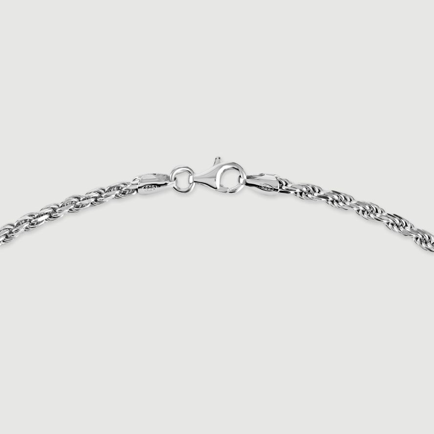 Sterling Silver 2.8mm Wide Diamond Cut Rope Chain Necklace