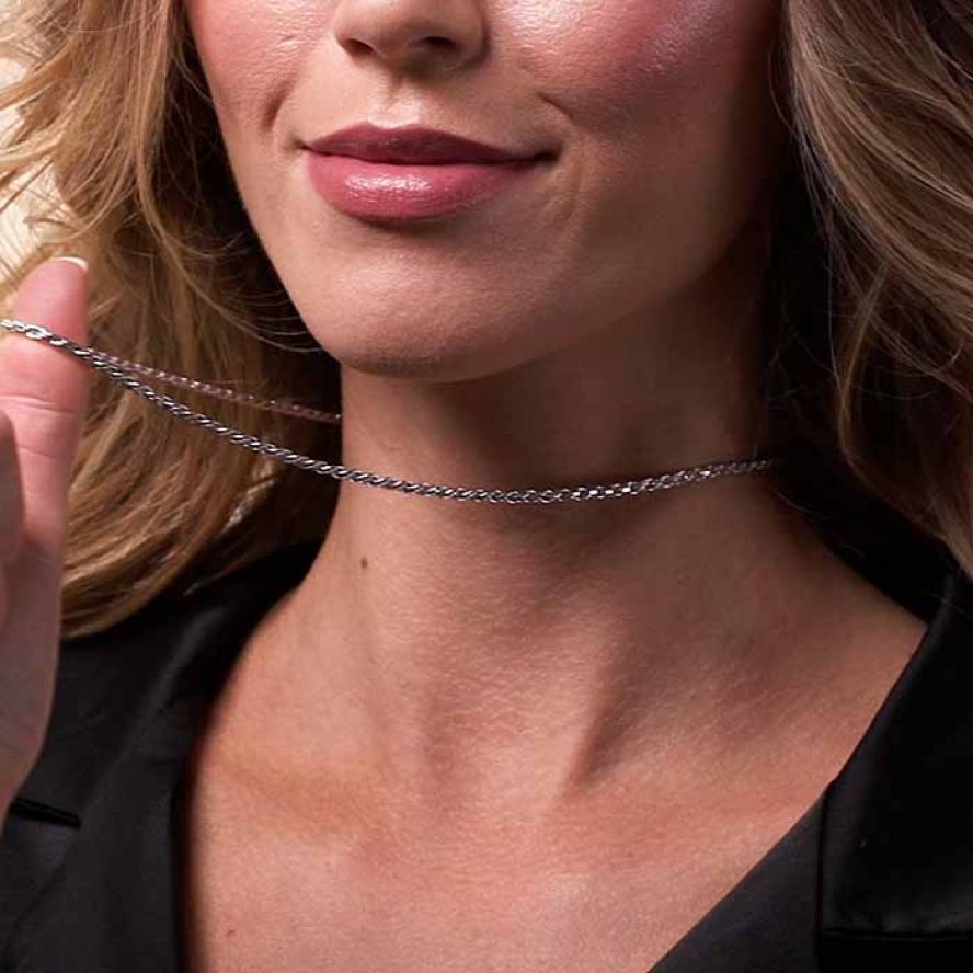 Sterling Silver 2.8mm Wide Diamond Cut Rope Chain Necklace