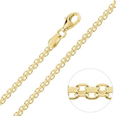 Yellow Gold Plated Sterling Silver 2.4mm Bismark Chain Necklace