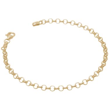Yellow Gold Plated Sterling Silver 3.4mm Belcher Link Bracelet with Chain