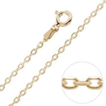  9ct Yellow Gold Plated 2mm Diamond Cut Cable Trace Chain Necklace