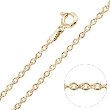  9ct Yellow Gold Plated 2mm Cable Trace Chain Necklace