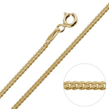 9ct Yellow Gold Plated 1.8mm Diamond Cut Curb Chain Necklace