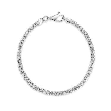Sterling Silver 3.9mm Round Byzantine Bracelet with Chain