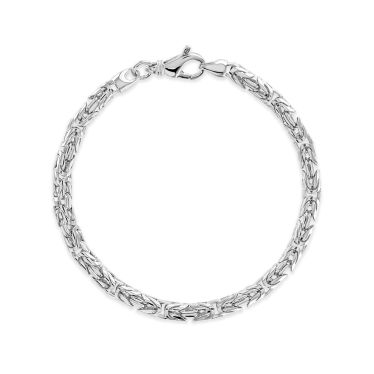 Sterling Silver 4.8mm Round Byzantine Bracelet with Chain