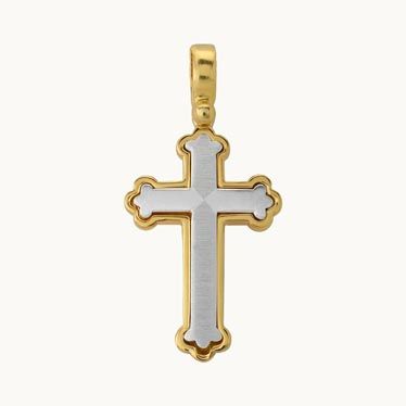 Gold Plated on Sterling Silver Budded Cross Pendant