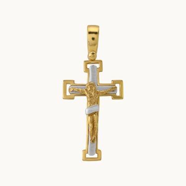 Gold Plated on Sterling Silver Crucifix Cross Pendant