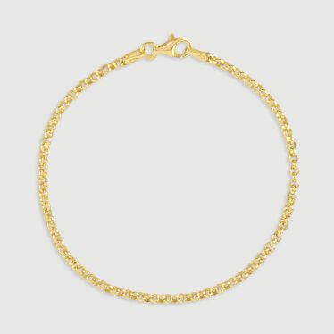 9ct Yellow Gold Plated Sterling Silver 2.6mm Belcher Bracelet with Chain