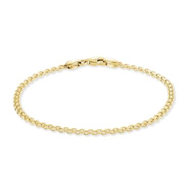 Yellow Gold Plated Sterling Silver 2.4mm Bismark Bracelet with Chain