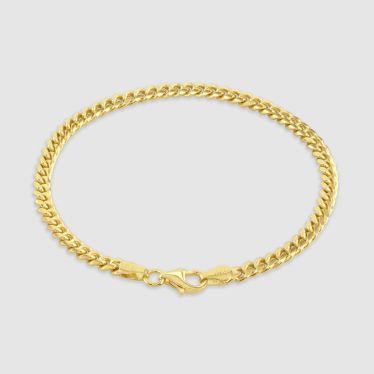 9ct Yellow Gold Plated Sterling Silver 4.2mm Cuban Bracelet with Chain