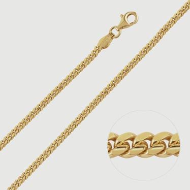 9ct Yellow Gold Plated Sterling Silver 2.7mm Diamond Cut Cuban Chain