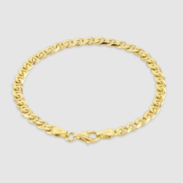 9ct Gold Plated Sterling Silver 4.6mm Diamond Cut Marina Bracelet with Chain