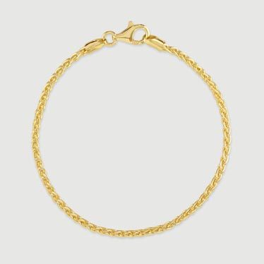 9ct Yellow Gold Plated Sterling Silver 2.5mm Spiga Wheat Bracelet