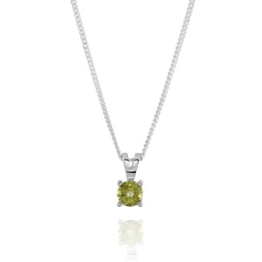 Sterling Silver August Peridot Birthstone Necklace with Curb Chain