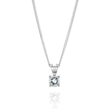Sterling Silver April White Topaz Birthstone Necklace with Curb Chain