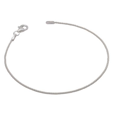 Sterling Silver 1.2mm Popcorn Link Bracelet with Chain