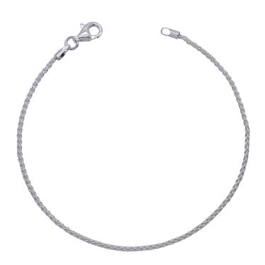 Sterling Silver 1.3mm Spiga Wheat link bracelet with lobster clasp - Click to magnify