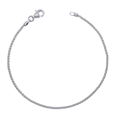 Sterling Silver 1.3mm Spiga Wheat Link Bracelet with Chain