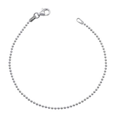 Sterling Silver 1.5mm Ball Bead link bracelet with lobster clasp - Click to magnify