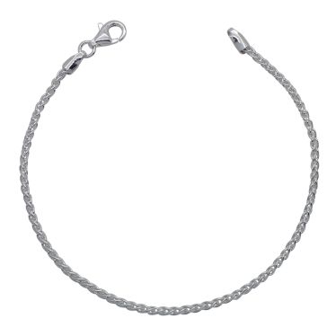 Sterling Silver 1.9mm Spiga Wheat Link Bracelet with Chain