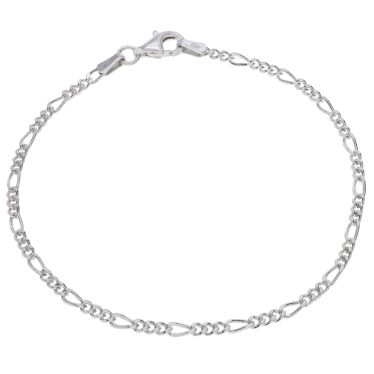 Sterling Silver 2mm Diamond Cut Figaro Link Bracelet with Chain