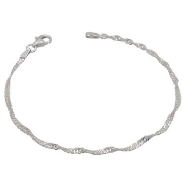 Sterling Silver 2mm Singapore Bracelet with Chain with Diamond Cut Links