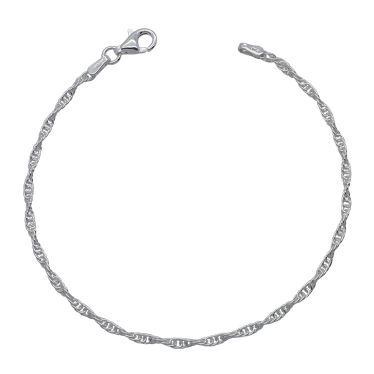 Sterling Silver 2mm Loose Rope / Prince of Wales Bracelet with Chain