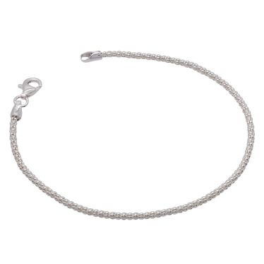 Sterling Silver 2mm Popcorn Link Bracelet with Chain