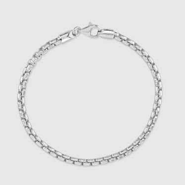 Sterling Silver 3.7mm Rounded Box Bracelet with Chain