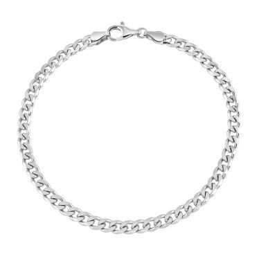 Sterling Silver 4.3mm Diamond Cut Curb Link Bracelet Flat