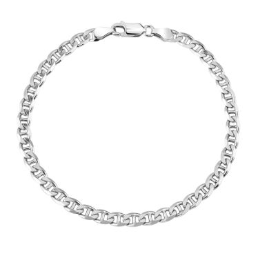 Sterling Silver 4.6mm Diamond Cut Marina Link Bracelet with Chain