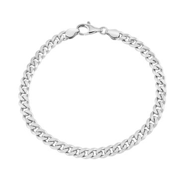 Sterling Silver 5.4mm Diamond Cut Curb Link Bracelet with Chain