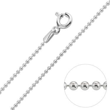 Sterling Silver Fine 1.2mm Ball Bead Chain Necklace 
