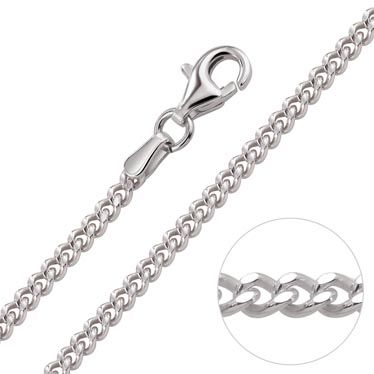 Sterling Silver 2.4mm Diamond Cut Curb Chain