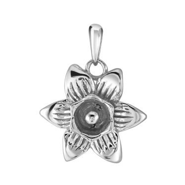 Sterling Silver Daffodil March Flower Pendant