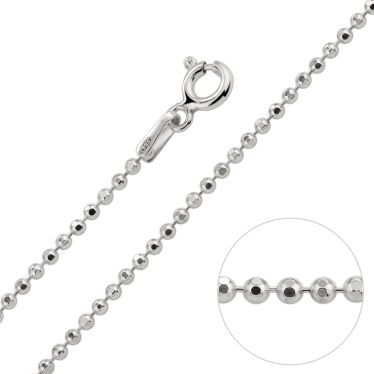 Sterling Silver Bead Chain 1.5mm Diamond Cut