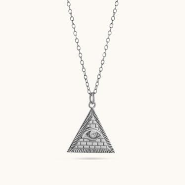 Sterling Silver Eye of Horus Pyramid Amulet Necklace