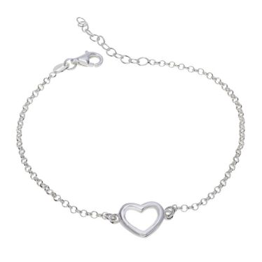 Sterling Silver Heart on Extendable Belcher Link Bracelet