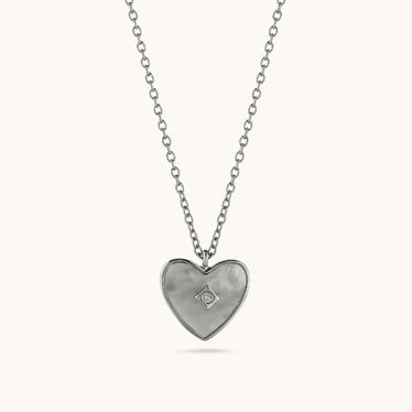 Sterling Silver Mother of Pearl Heart Necklace