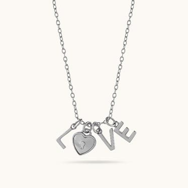 Sterling Silver Love Heart Charm Necklace