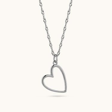 Sterling Silver Floating  Heart Necklace